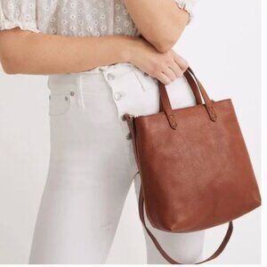 Madewell Zip Top Leather Transport Crossbody Brown Saddle Purse B2545